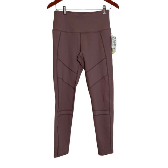 Zella Womens High Waist Leggings Size M Mauve Ribbed Knit High Support NWT - Picture 1 of 8
